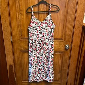 Old Navy White Floral Cami Dress with Pink Accents